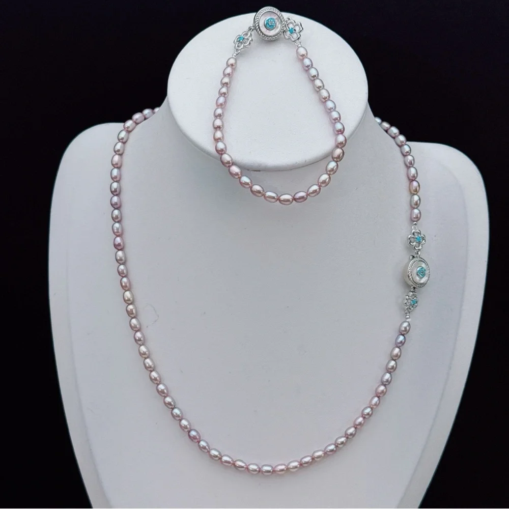 X782 Handmade High Quality Freshwater Baby Pearl Necklace Bracelet Set - Picture 5 of 8
